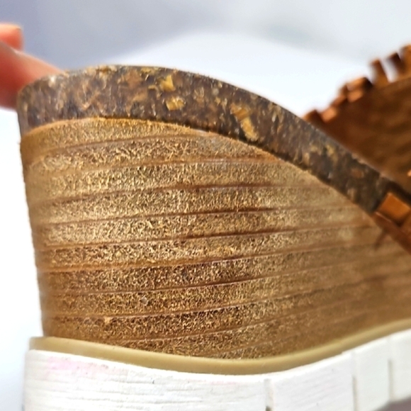 Diba Brown Woven Platform Leather Slide Sandals Size 8.5 - Picture 6 of 9